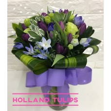 Holland Purple Tulips arrangement in Vase